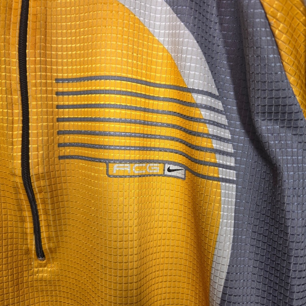 VTG Nike ACG Cycling Jersey Long Sleeve Yellow Grey Made in Italy Large 90s Y2K - Picture 2 of 14